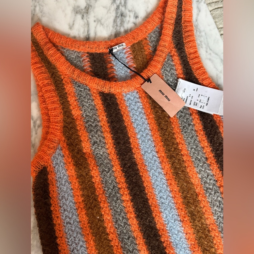 Miu Miu NWT 2019 Mohair Sweater Vest Striped Knit
